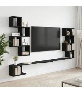 vidaXL Wall-Mounted TV Shelf Black Oak 180 x 15 x 94 cm