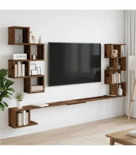 vidaXL Wall-Mounted TV Shelf Old Wood 180 x 15 x 94 cm Engineered Wood