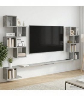 vidaXL Wall-Mounted TV Shelf Concrete Grey 160 x 15 x 94 cm