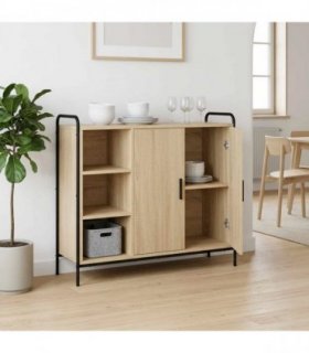 vidaXL Sideboard Sonoma Oak 98.5 x 33 x 81 cm Engineered Wood — Model: with 2 shelves & 2 door