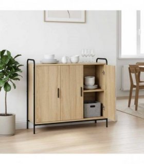 vidaXL Sideboard Sonoma Oak 98.5 x 33 x 81 cm Engineered Wood — Model: with 3 doors