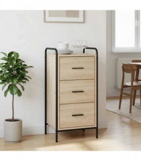 vidaXL Sideboard Sonoma Oak 40 x 33 x 80.5 cm Engineered Wood — Model: with 3 drawers