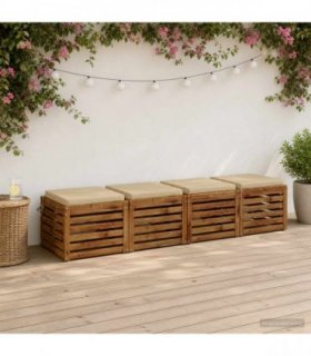 vidaXL 4-Piece Seat Cushions SOEST 4 pcs 100% Polyester Beige — Colour: Beige (polyester), Size: 40 x 40 x 5 cm
