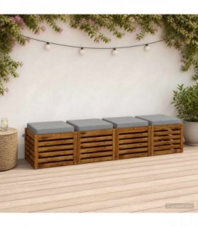 vidaXL 4-Piece Seat Cushions SOEST 4 pcs 100% Polyester Grey — Colour: Grey (polyester), Size: 45 x 45 x 7 cm