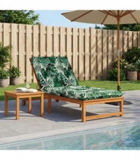 vidaXL Sunlounger Cushion GEMERT 100% Polyester Leaf Pattern — Size: 190 x 70 x 9 cm
