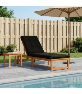 vidaXL Sunlounger Cushion GEMERT 100% Polyester Black 190 x 60 x 9 cm