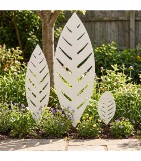 vidaXL Garden Stake 3 pcs 116.5 x 35 x 3 cm White Steel