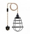 Fabric Hemp Flex Cable kit Plug In Pendant Lamp Light E27 Fitting Black,Hemp without bulb