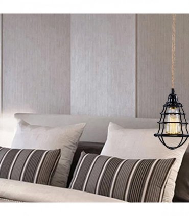 Fabric Hemp Flex Cable kit Plug In Pendant Lamp Light E27 Fitting Vintage Lamp — Size: with bulb