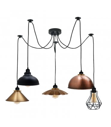 Retro Vintage Chandelier Ceiling Spider Light Industrial Pendant 5 Way DIY Lamp — Size: with bulb
