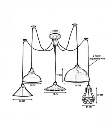 Retro Vintage Chandelier Ceiling Spider Light Industrial Pendant 5 Way DIY Lamp — Size: with bulb
