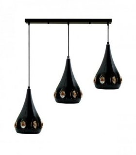 Modern Retro Industrial Crystal Ceiling Light Shade 3Head Hanging Pendant Lights — Size: with bulb