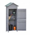 Wood Garden Storage Shed Tool Cabinet w/ Felt Roof, 189x82x49cm, Grey — Colour: Dark Grey, Size: 82cm x 49cm x 189cm