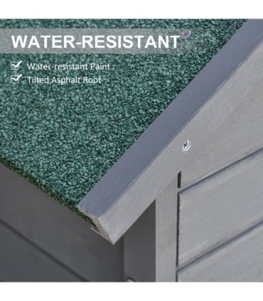 Wood Garden Storage Shed Tool Cabinet w/ Felt Roof, 189x82x49cm, Grey — Colour: Dark Grey, Size: 82cm x 49cm x 189cm