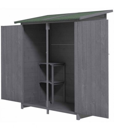 Garden Storage Shed Tool Organizer w/ Table, 139x75x160cm, Grey