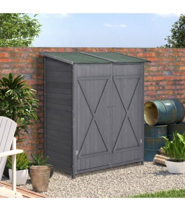 Garden Storage Shed Tool Organizer w/ Table, 139x75x160cm, Grey