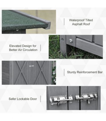 Garden Storage Shed Tool Organizer w/ Table, 139x75x160cm, Grey