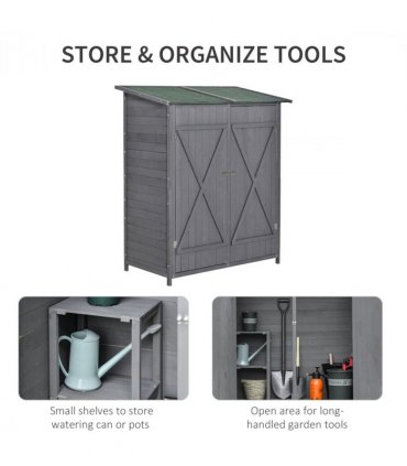 Garden Storage Shed Tool Organizer w/ Table, 139x75x160cm, Grey