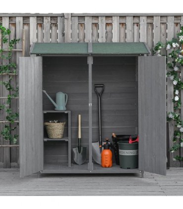 Garden Storage Shed Tool Organizer w/ Table, 139x75x160cm, Grey