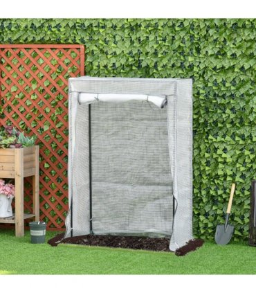 100 x 50 x 150cm Greenhouse w/ Zipper Roll-up Door Outdoor White