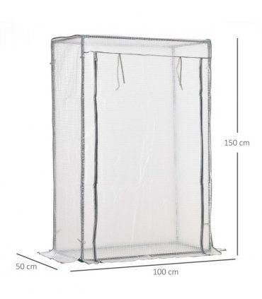 100 x 50 x 150cm Greenhouse w/ Zipper Roll-up Door Outdoor White