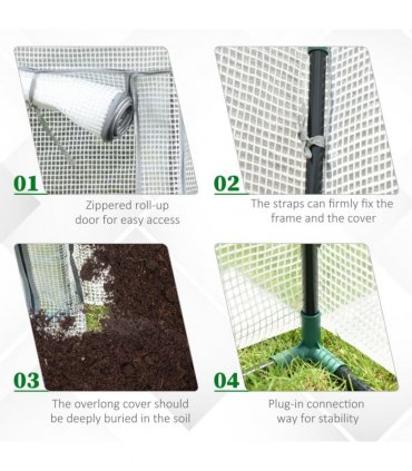 100 x 50 x 150cm Greenhouse w/ Zipper Roll-up Door Outdoor White