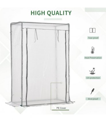 100 x 50 x 150cm Greenhouse w/ Zipper Roll-up Door Outdoor White
