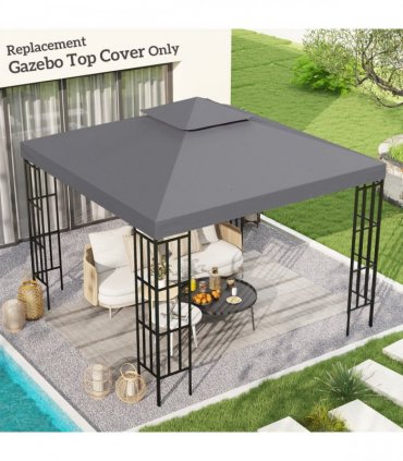 3 x 3(m) Gazebo Canopy Roof Top Replacement Cover Deep Grey (TOP ONLY)