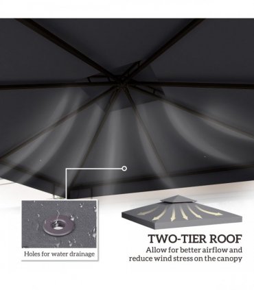 3 x 3(m) Gazebo Canopy Roof Top Replacement Cover Deep Grey (TOP ONLY)