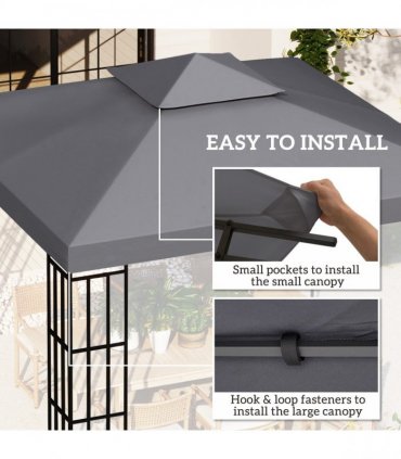 3 x 3(m) Gazebo Canopy Roof Top Replacement Cover Deep Grey (TOP ONLY)