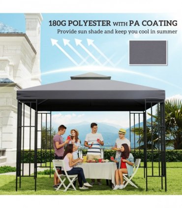 3 x 3(m) Gazebo Canopy Roof Top Replacement Cover Deep Grey (TOP ONLY)