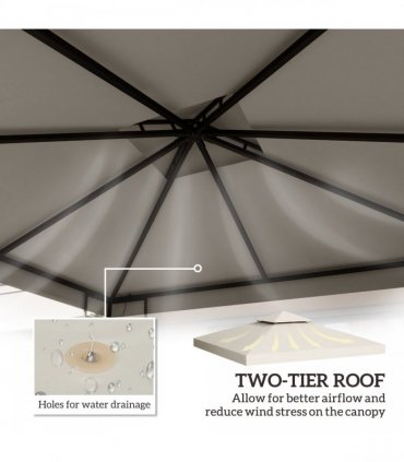 Gazebo Replacement Canopy 3x3 m Cream White Roof Top Cover 2-Tier Tent