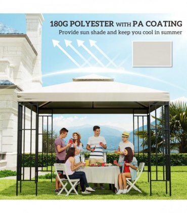 Gazebo Replacement Canopy 3x3 m Cream White Roof Top Cover 2-Tier Tent