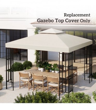Gazebo Replacement Canopy 3x3 m Cream White Roof Top Cover 2-Tier Tent