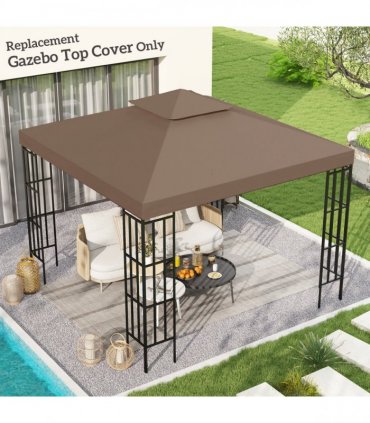 3x3 m Double-Tier Canopy Top Replacement-Coffee