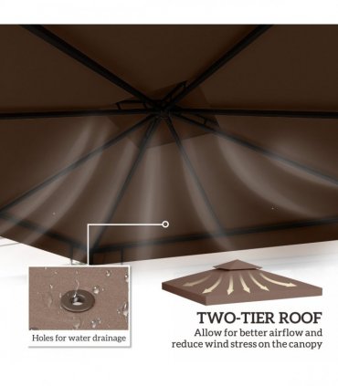 3x3 m Double-Tier Canopy Top Replacement-Coffee