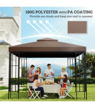3x3 m Double-Tier Canopy Top Replacement-Coffee