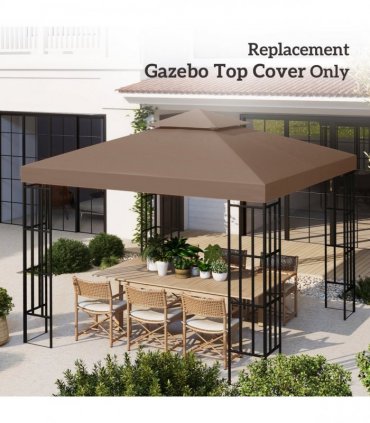 3x3 m Double-Tier Canopy Top Replacement-Coffee