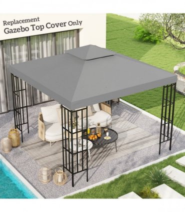 3 x 3(m) Gazebo Canopy Roof Top Replacement Cover Light Grey (TOP ONLY)
