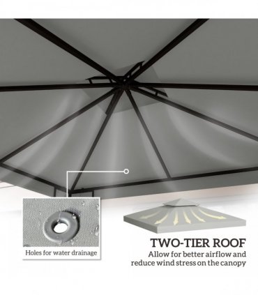 3 x 3(m) Gazebo Canopy Roof Top Replacement Cover Light Grey (TOP ONLY)