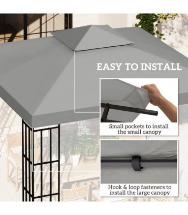 3 x 3(m) Gazebo Canopy Roof Top Replacement Cover Light Grey (TOP ONLY)