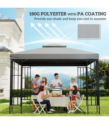3 x 3(m) Gazebo Canopy Roof Top Replacement Cover Light Grey (TOP ONLY)