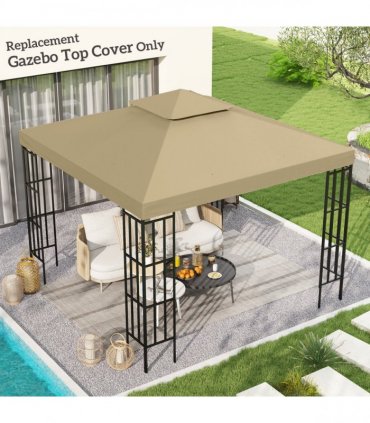 3 x 3(m) Gazebo Canopy Roof Top Replacement Cover Spare Part Deep Beige