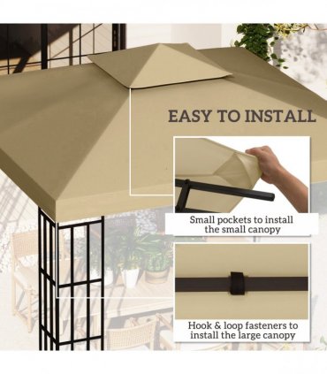 3 x 3(m) Gazebo Canopy Roof Top Replacement Cover Spare Part Deep Beige