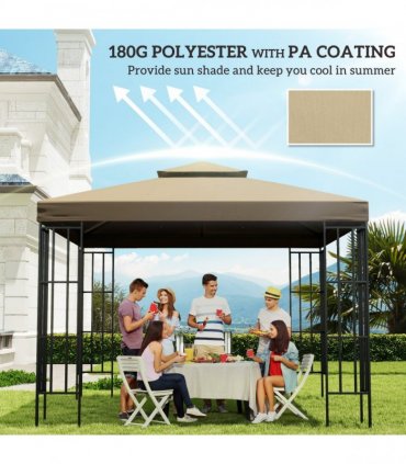 3 x 3(m) Gazebo Canopy Roof Top Replacement Cover Spare Part Deep Beige