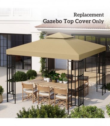 3 x 3(m) Gazebo Canopy Roof Top Replacement Cover Spare Part Deep Beige