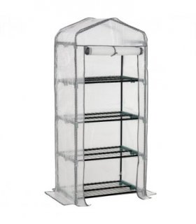 4 Tiers Mini Portable Greenhouse Plant Grow Shed Metal Frame White Cover