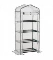 4 Tiers Mini Portable Greenhouse Plant Grow Shed Metal Frame White Cover