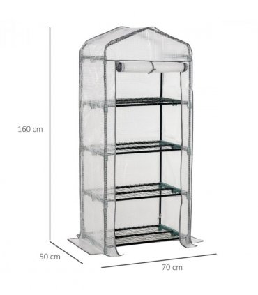 4 Tiers Mini Portable Greenhouse Plant Grow Shed Metal Frame White Cover