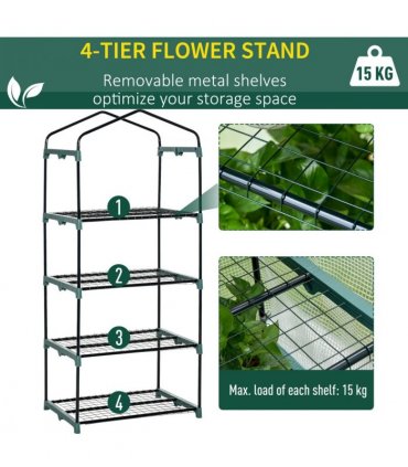 4 Tiers Mini Portable Greenhouse Plant Grow Shed Metal Frame White Cover
